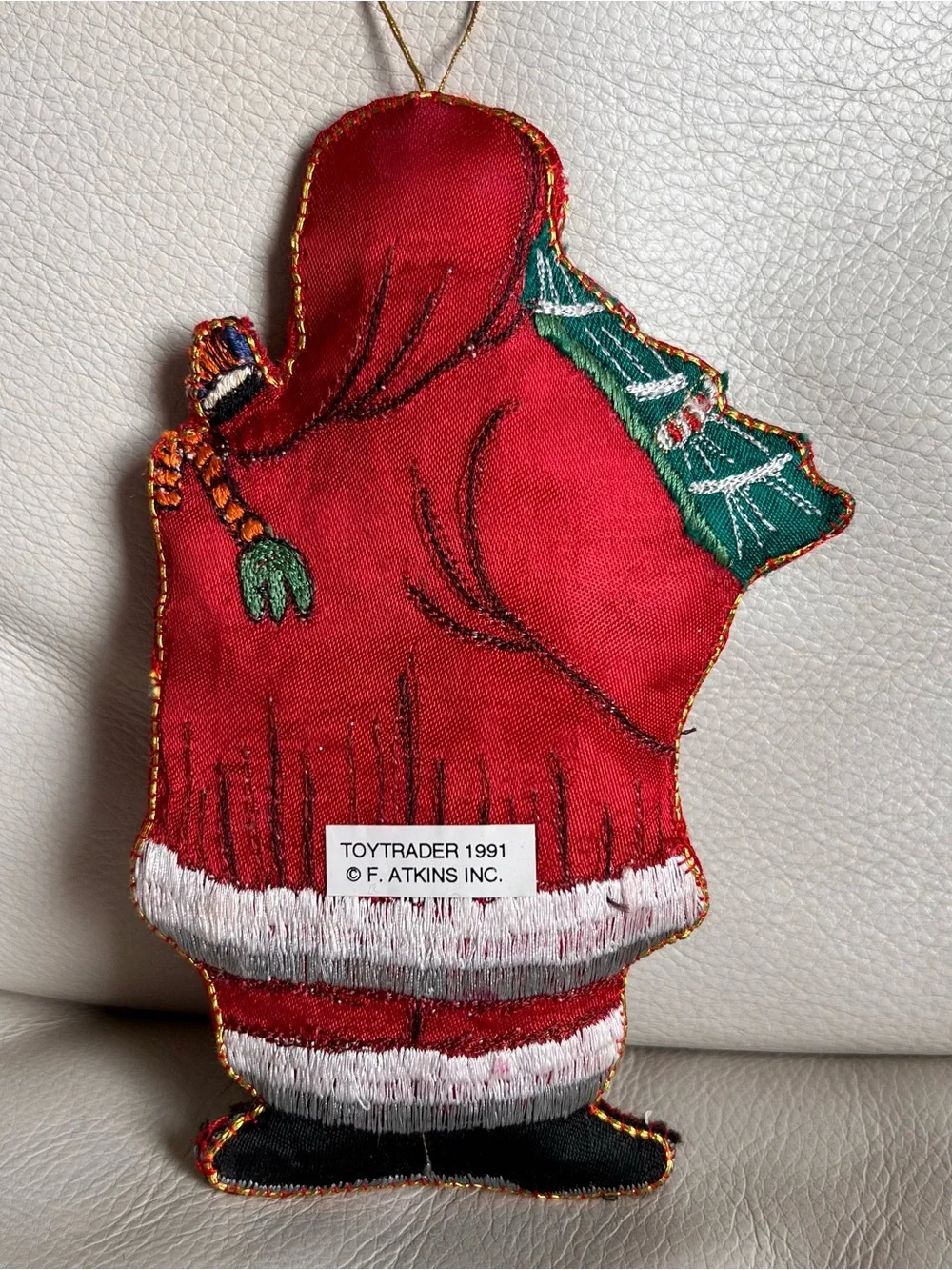 Handmade Red Santa Claus Embroidered Holiday Hanging Ornament
